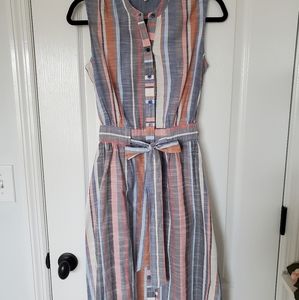 Harlow and Rose button up striped dress with sash